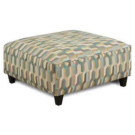 Contemporary Square Ottoman with Tapered Wood Legs